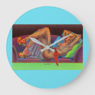 Anfang der 1940er Jahre Schönes Button-up-Mädchen Große Wanduhr