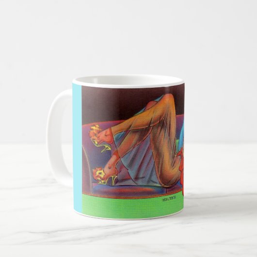 Anfang der 1940er Jahre Schönes Button-up-Mädchen Kaffeetasse (Vorderseite Links)