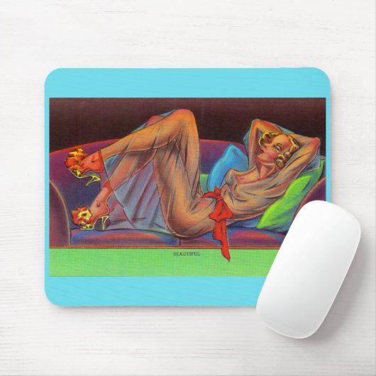 Anfang der 1940er Jahre Schönes Button-up-Mädchen Mousepad (Mit Mouse)