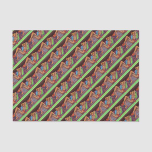 Anfang der 1940er Jahre Schönes Button-up-Mädchen Seidenpapier (Vorderseite)