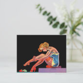 Anfang der 40er Jahre Wunderbares Button-Up-Mädche Postkarte (Stehend Vorderseite)