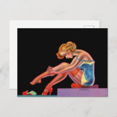 Anfang der 40er Jahre Wunderbares Button-Up-Mädche Postkarte (Vorne/Hinten)