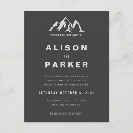 ANFANG UNSERER ABENTEUERAUFLADUNG POSTKARTE (Vorderseite)