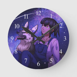 Anfangen mit einem Hund Runde Wanduhr