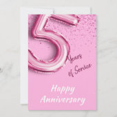 Anfänger 5 Jahre Pink Balloon Card Einladung (Vorderseite)