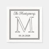 Anfänger Name und Hochzeitdatum Doppelter Grenze Serviette (Vorderseite)