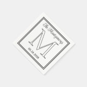 Anfänger Name und Hochzeitdatum Doppelter Grenze Serviette (Ecke)