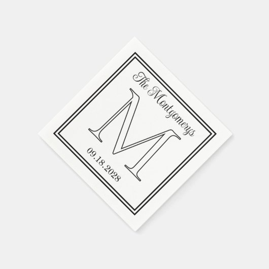 Anfänger Name und Hochzeitdatum Doppelter Grenze Serviette (Ecke)