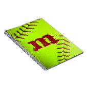 Anfängerbuch für Softball Yellow Fast Monogram Notizblock (Rechte Seite)