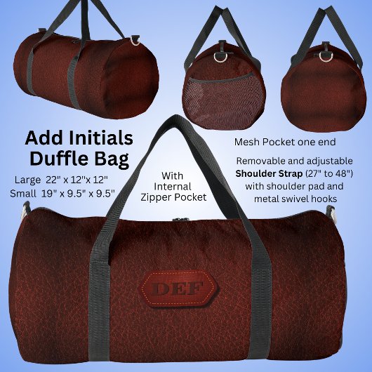 Anfänglich ändern, Leder aussehen Abzeichen dunkel Duffle Bag