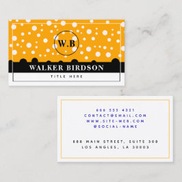 Anfänglich elegantes Schwarz-Orange Monogramm Telefonnummerkarte