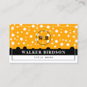 Anfänglich elegantes Schwarz-Orange Monogramm Telefonnummerkarte (Vorderseite)