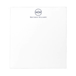 Anfänglich moderner Navy Blue Circle Two Monogram Notizblock