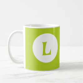 Anfänglich Neon Lime Green Monogram Kaffeetasse
