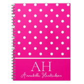 Anfänglich Neon Pink Polka Dots Monogramm Notizblock (Vorderseite)