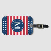 Anfänglich Red White Blue Custom Monogram Gepäckanhänger (Vorderseite (Horizontal))