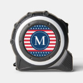 Anfänglich Red White Blue Custom Monogram Maßband (Vorderseite)