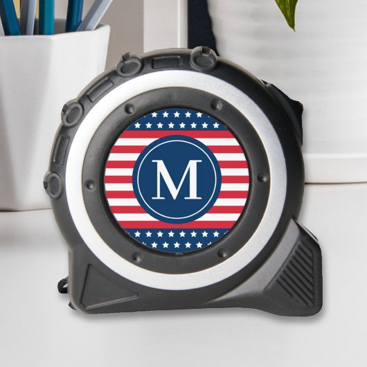 Anfänglich Red White Blue Custom Monogram Maßband