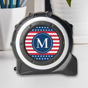 Anfänglich Red White Blue Custom Monogram Maßband