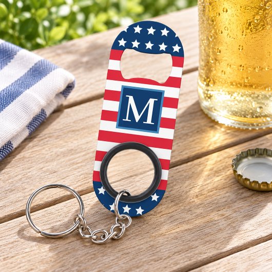 Anfänglich Red White Blue Custom Monogram Mini Flaschenöffner