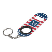 Anfänglich Red White Blue Custom Monogram Mini Flaschenöffner (Vorderseite Schrägansicht)