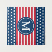 Anfänglich Red White Blue Custom Monogram Wandteppich (Vorderseite (Horizontal))