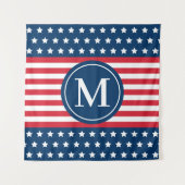 Anfänglich Red White Blue Custom Monogram Wandteppich (Vorderseite)