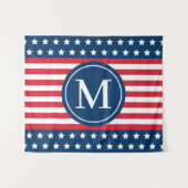 Anfänglich Red White Blue Custom Monogram Wandteppich (Vorderseite (Horizontal))