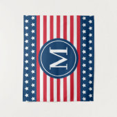 Anfänglich Red White Blue Custom Monogram Wandteppich (Vorderseite)