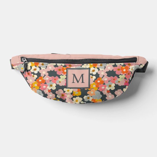 Anfänglich rosa florale Monogramm Bauchtasche (Ablage )