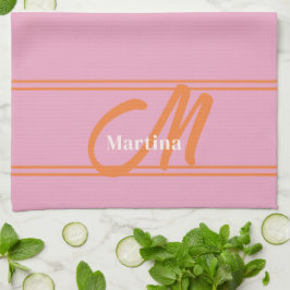 Anfänglich rosa Orangenmonogramm Geschirrtuch