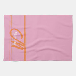 Anfänglich rosa Orangenmonogramm Geschirrtuch