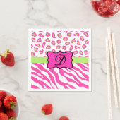 Anfänglich rosa Zebra-Leopard-Monogramm Serviette (Beispiel)