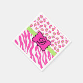 Anfänglich rosa Zebra-Leopard-Monogramm Serviette (Ecke)