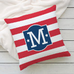 Anfängliche Anwendung des patrouillischen Red Whit Kissen<br><div class="desc">Das patriotische Kissendesign zeichnet sich durch einen dekorativen Rahmen aus,  der mit einem eigenen Monogramm aus der Familie,  Sternakzenten und horizontalen Streifen versehen ist. Rot,  Weiß und Marineblau.</div>