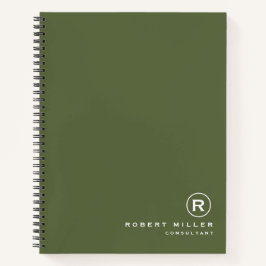 Anfängliche Bearbeitung von Olive und White Monogr Notizblock