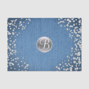 Anfängliche Bling-Monogramm-Markierung für Denim D Seidenpapier