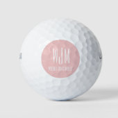 Anfängliche Blush-pink-Monogramm Golfball (Vorderseite)
