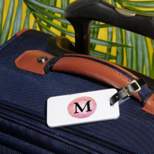 Anfängliche Buchstabenmonogramm für rosa Wasserfar Gepäckanhänger