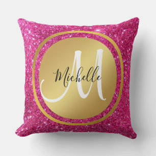 Anfängliche Hochzeitmonographie in Rosa und Gold Kissen