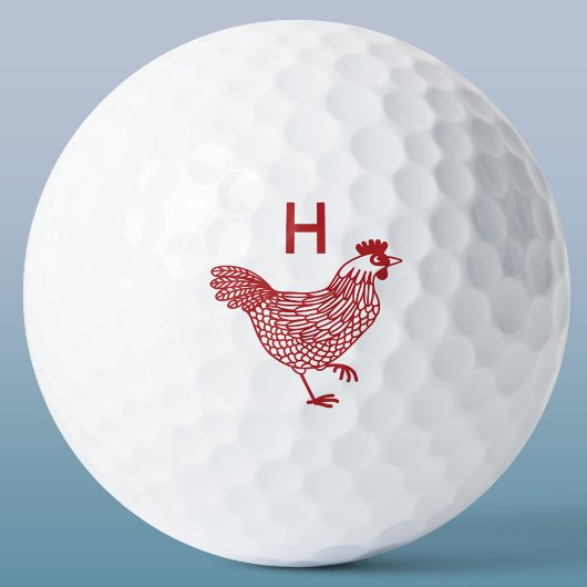 Anfängliche Hühnerhenne Monogram Golfball