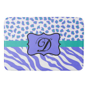 Anfängliche Lava White Zebra Leopard Skin Monogram Badematte