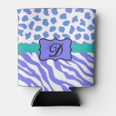 Anfängliche Lava White Zebra Leopard Skin Monogram Dosenkühler (Vorderseite)