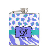 Anfängliche Lava White Zebra Leopard Skin Monogram Flachmann (Vorderseite)