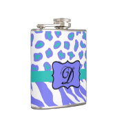 Anfängliche Lava White Zebra Leopard Skin Monogram Flachmann (Rechts)