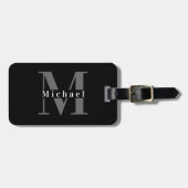 Anfängliche Maskuline Schwarz-Weiß-Monogramm Gepäckanhänger (Vorderseite horizontal)