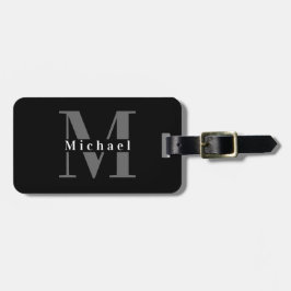 Anfängliche Maskuline Schwarz-Weiß-Monogramm Gepäckanhänger