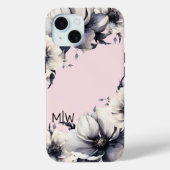 Anfängliche Monogramm Blush Pink Floral Case-Mate iPhone Hülle (Rückseite)