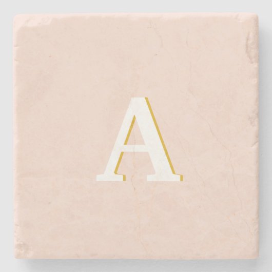 Anfängliche Monogramm rosa Vintage Marmor Steinuntersetzer (Vorderseite)