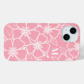 Anfängliche Monogramm rosa weißes Floral Case-Mate iPhone Hülle (Rückseite (Horizontal))